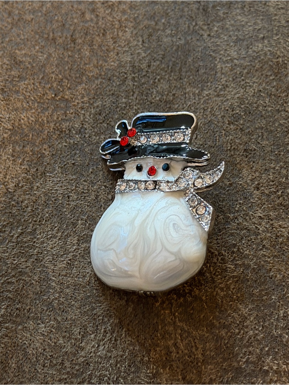 Snowman Pin Brooch - White and Black Holiday Accessory